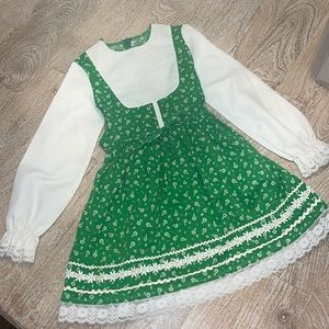 Vintage 70’s Youngland Green White Dress Youngland